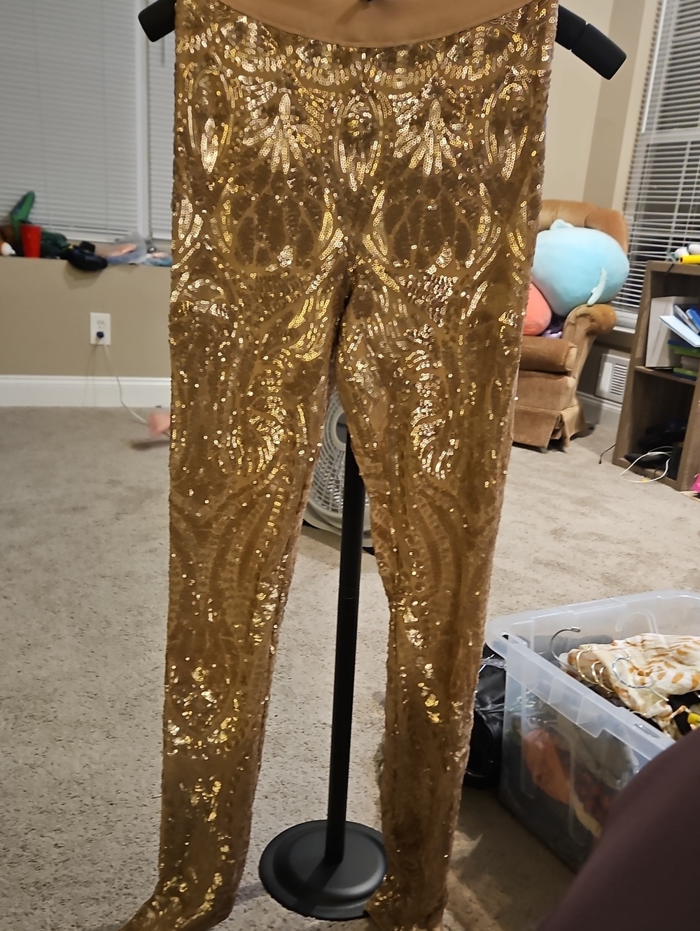 BCBGMaxAzria Gold Sequin Skinny Jeans